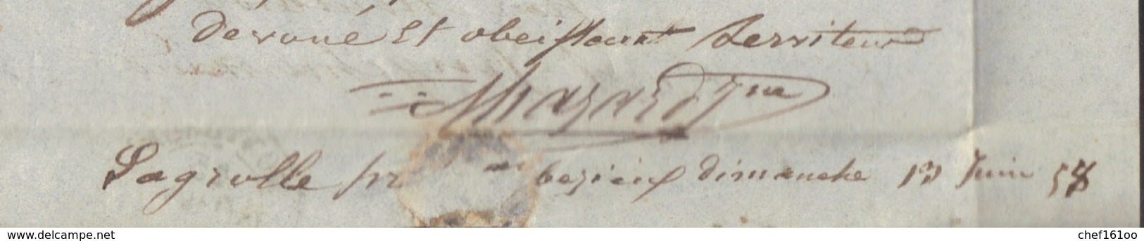 Baignes-Ste-Radegonde (Charente) : Lac Pour Le Marquis De Mallet, Boîte Rurale D = La Grolle (dans Le Texte), 1858. - 1849-1876: Période Classique