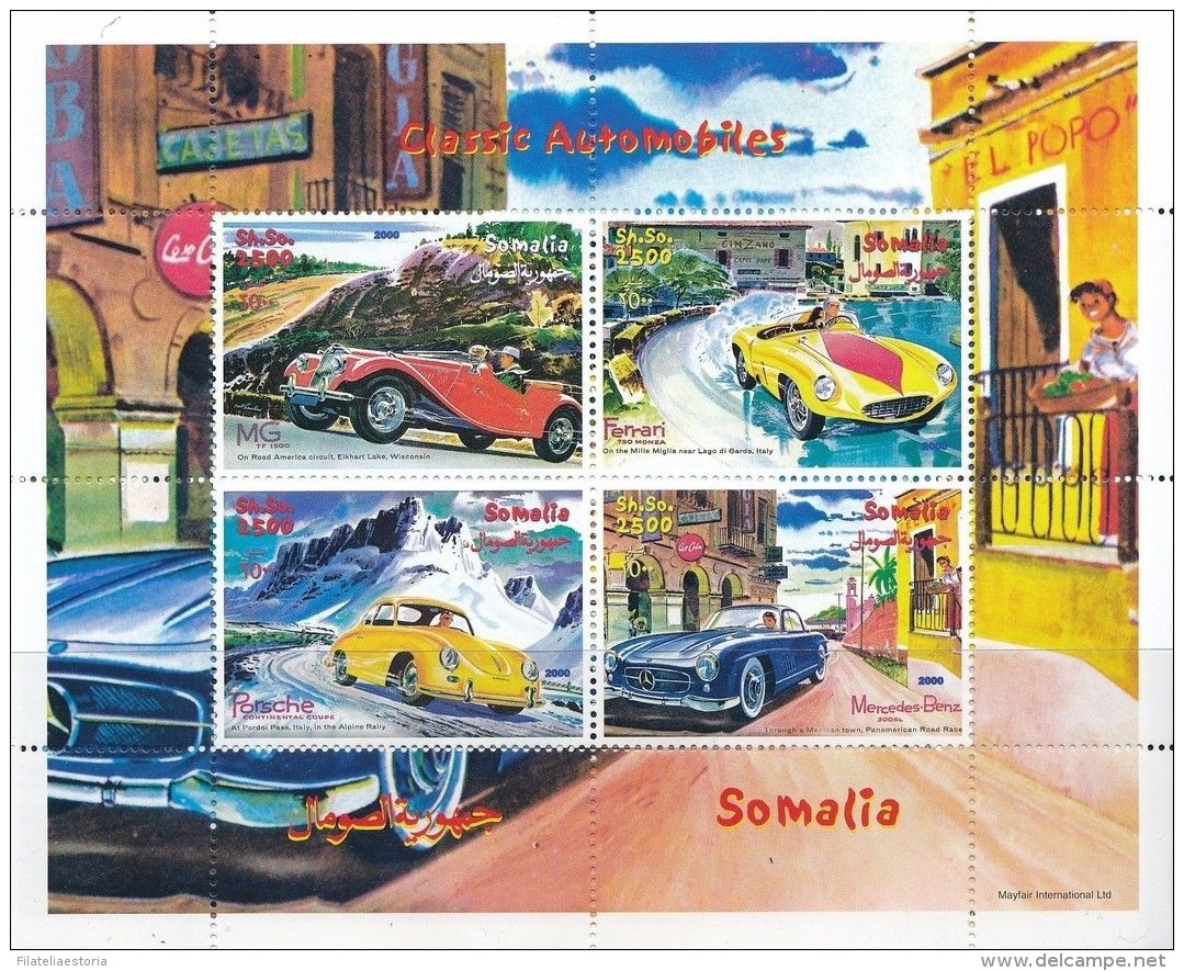 Somalie 2000 - MNH ** - Voitures - Ferrari - Porsche - MG - Mercedes - Bloc (som012) - Somalie (1960-...)