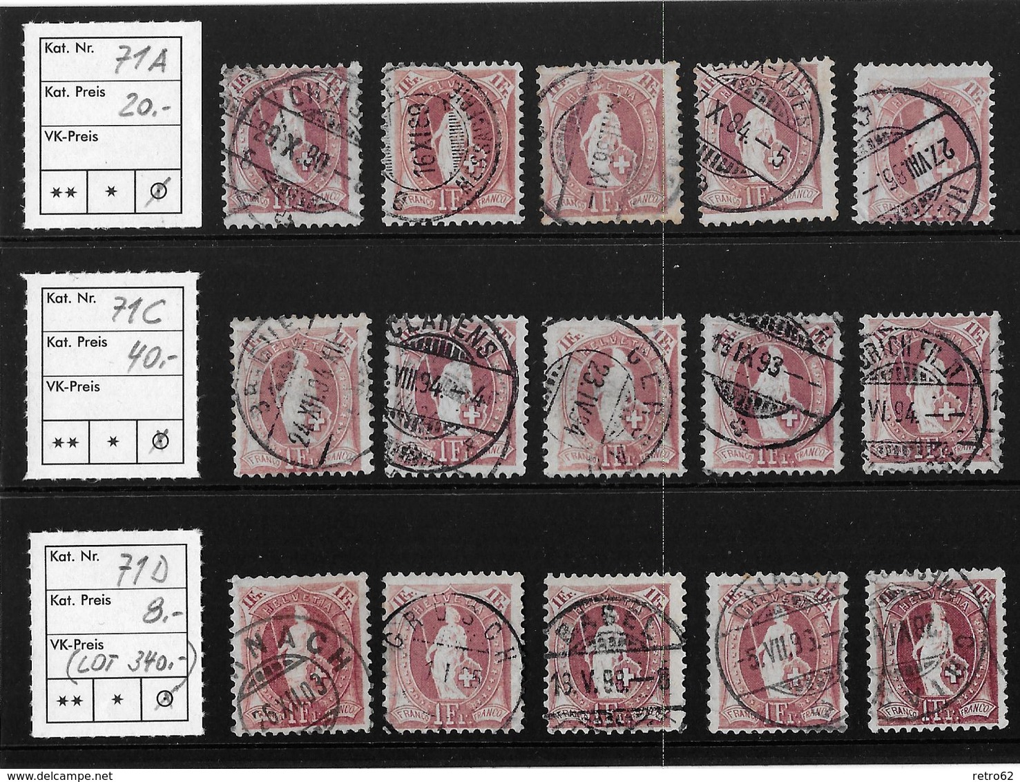 1882-1904 STEHENDE HELVETIA  SBK-71A/71C/71D   ►SBK CHF 340.-◄ - Used Stamps