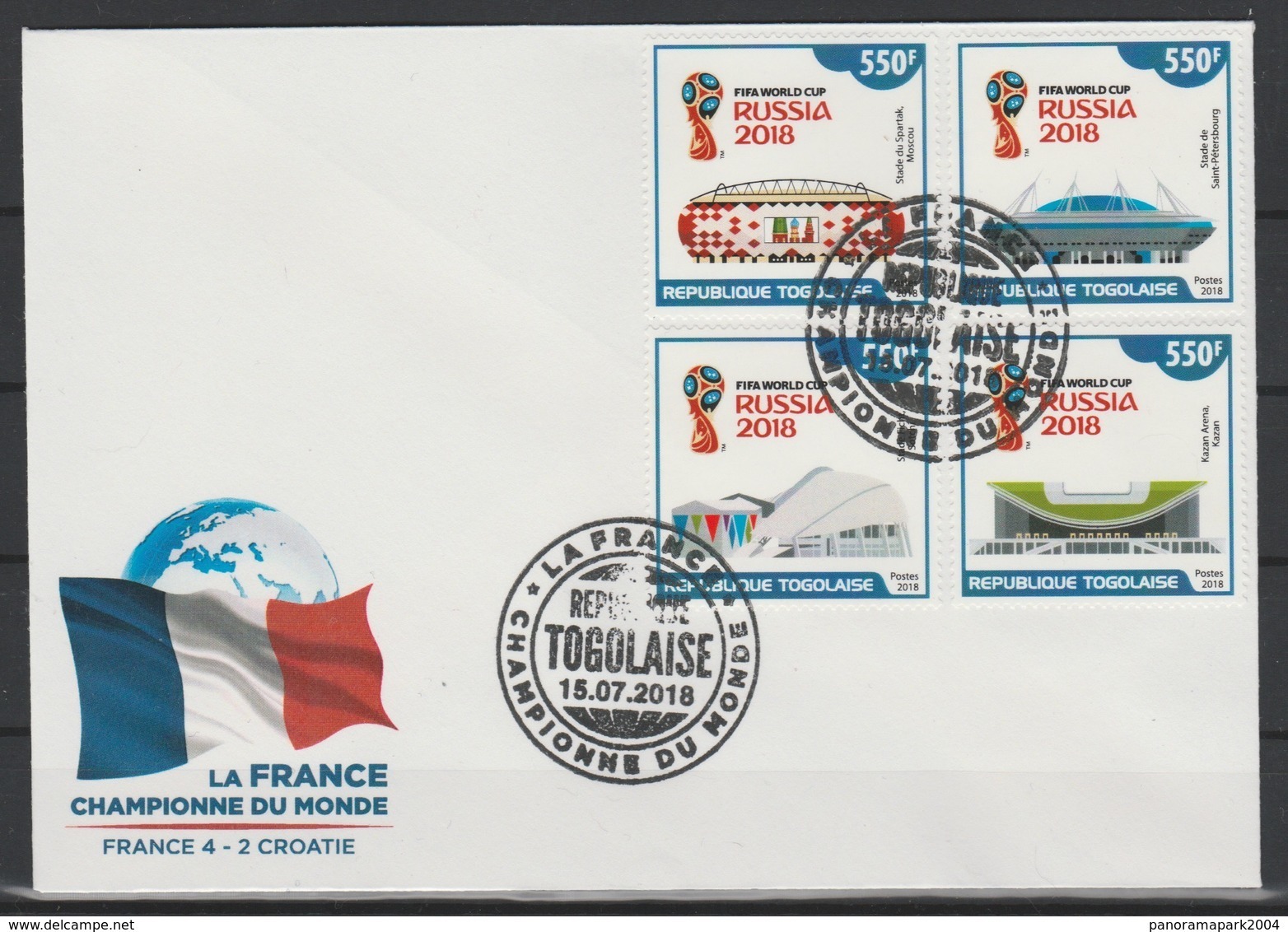 Togo 2018 FDC Cover 15.07.2018 "FRANCE CHAMPION" FIFA World Cup WM Coupe Du Monde Russie Russia Football Fußball - 2018 – Russia