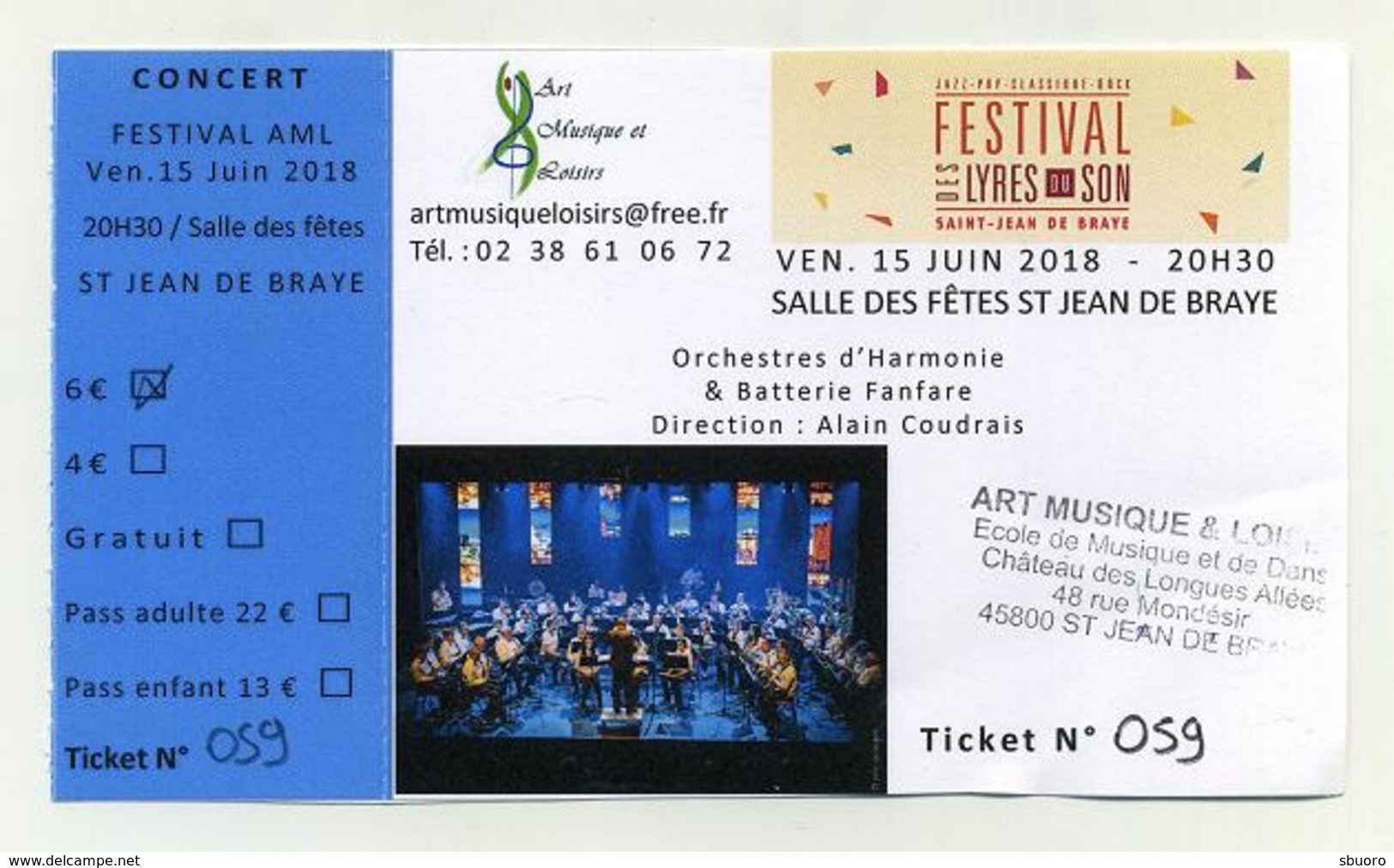 Concert Festival Des Lyres De Son 2018 - Saint Jean De Braye - Ticket Avec Talon - Concert Tickets