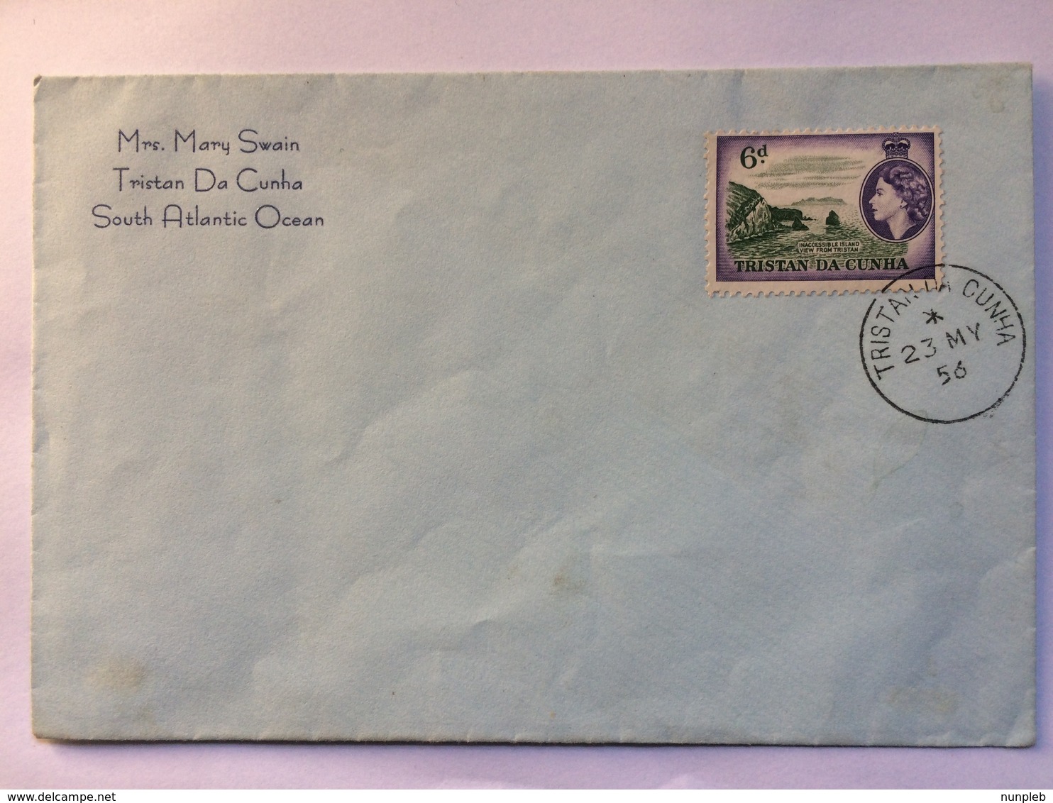 TRISTAN DA CUNHA  1956 Cover Sent Internally Tied With 6d Value - Tristan Da Cunha