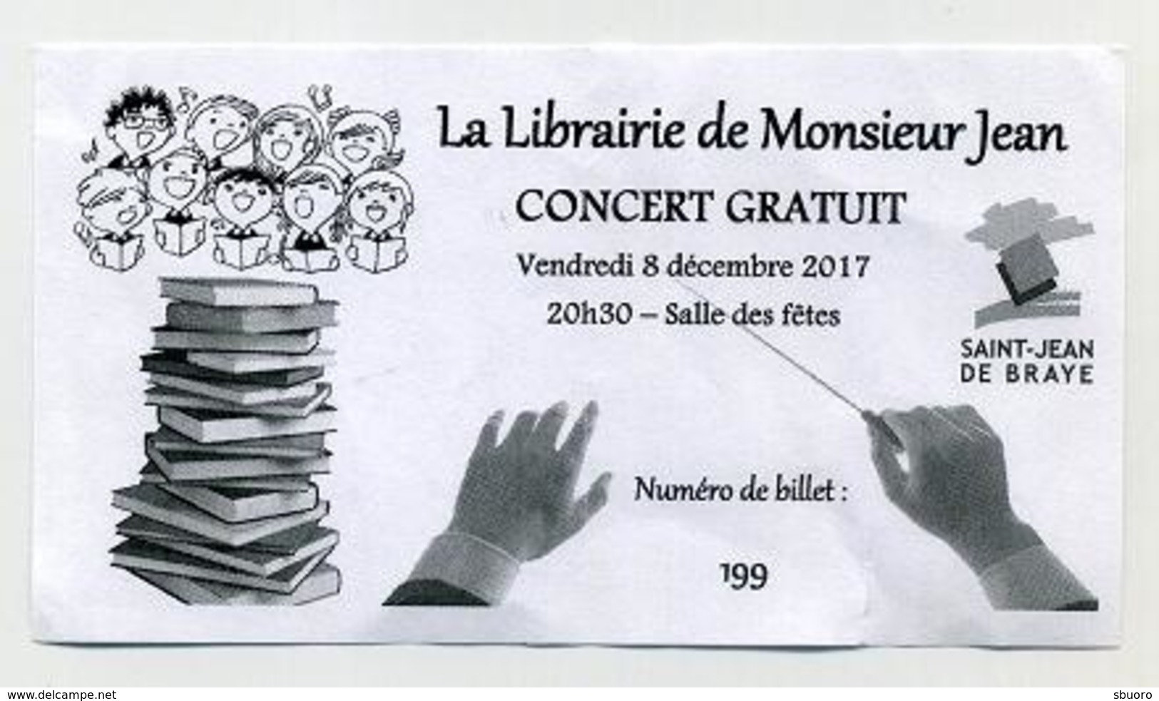 Ticket De Concert Gratuit à La Librairie De Monsieur Jean à Saint-Jean De Braye. 8 Décembre 2017 - Tickets De Concerts