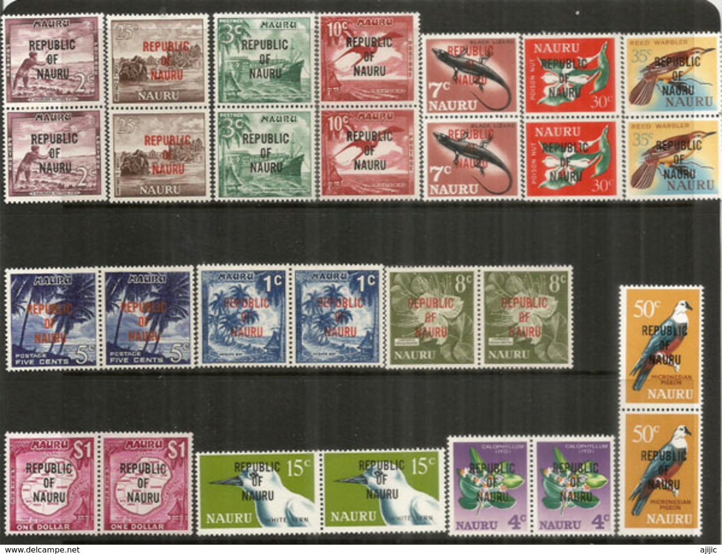 Emission Complète Definitive Année 1968 Yv.69/82 Surchargés Republic Of Nauru, En Paires Se-tenant Neufs ** Côte 45  € E - Nauru