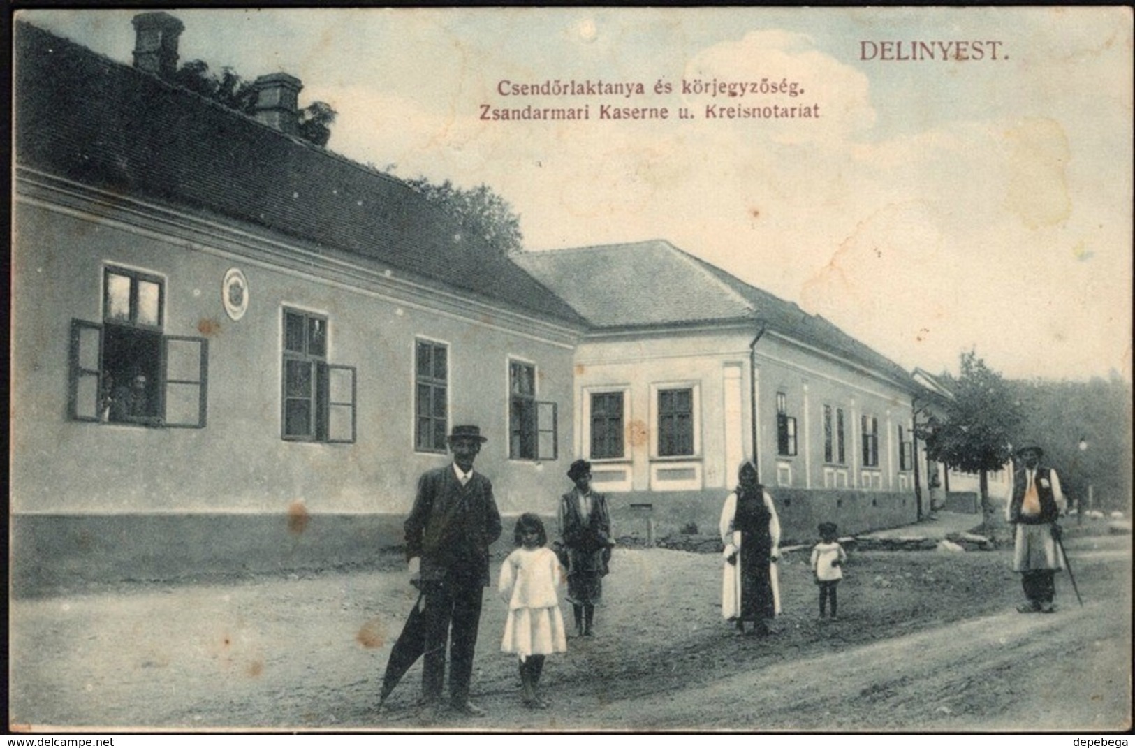 Banat - Delinesti / Delényes, Main Street W. Notary & Gendarmerie Barracks, Caras Severin 1915. - Rumania