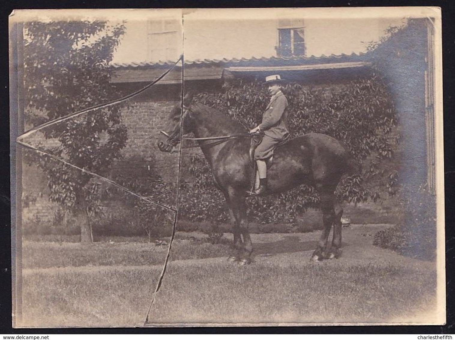 VERS 1910 -  VIEILLE PHOTO De Plaque En Verre (1880) Cassée CAVALIER AVEC CHEVAL - HORSE - PAARD - Alte (vor 1900)