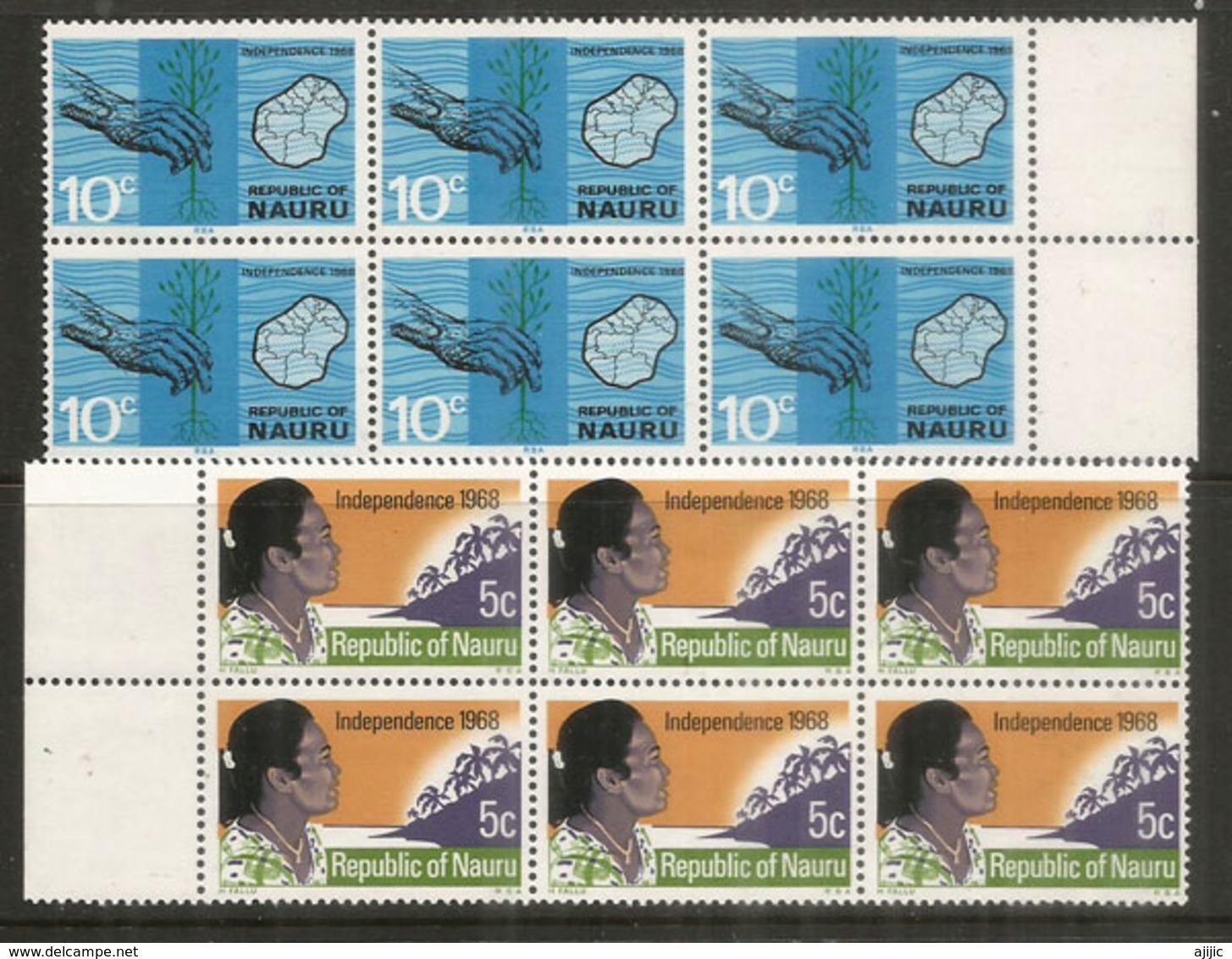 Republic Of Nauru Independance 1968 !   2 Blocs De 6 Timbres Neufs ** Bord De Feuille . Côte 6,00  € EUR - Nauru