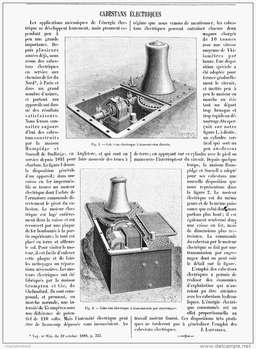 CABESTAN ELECTRIQUES   1894 - Other & Unclassified