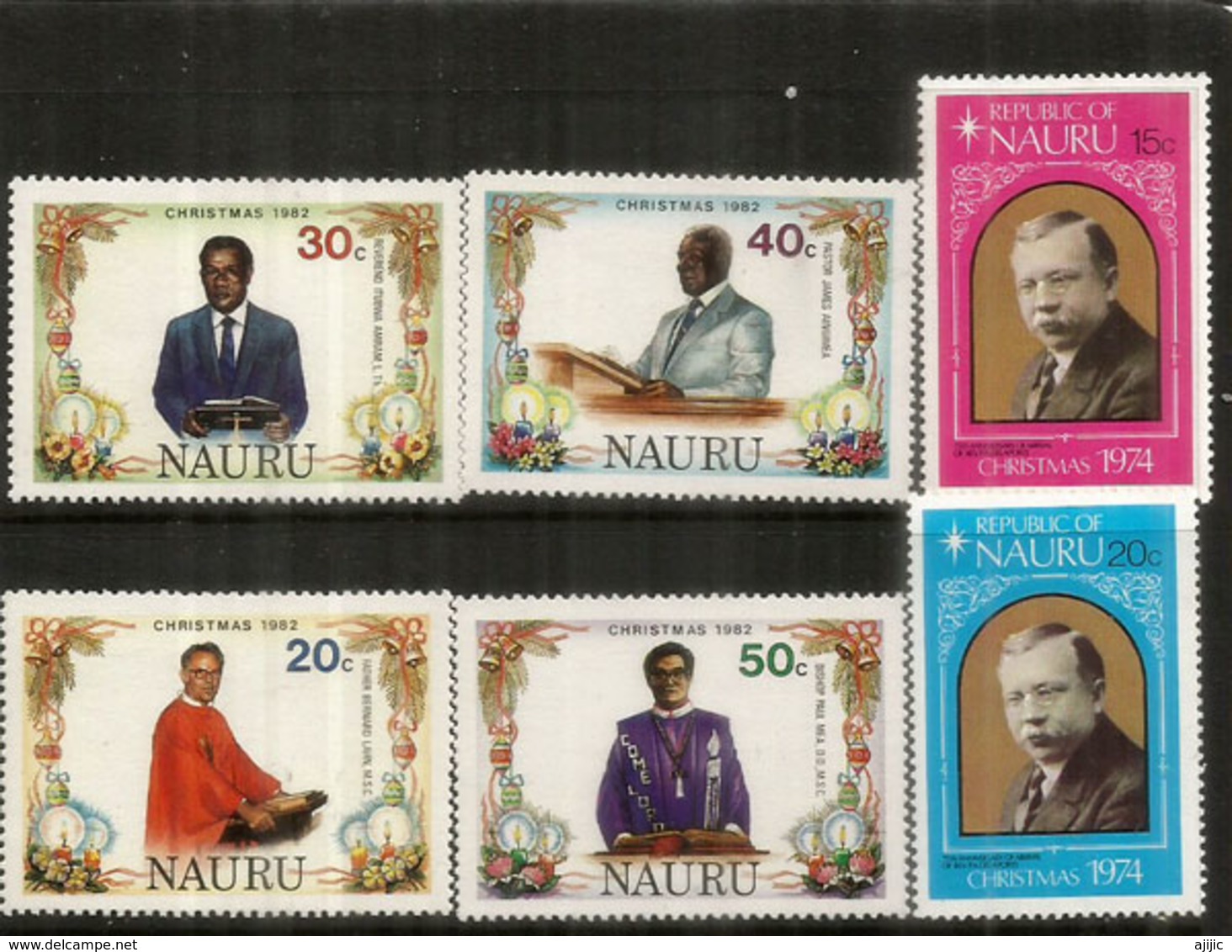 Philippe Delaporte, Missionnaire á L île NAURU,et Leaders Religieux De L'île. 6 Timbres Neufs ** Côte 6,00  € EUR - Nauru