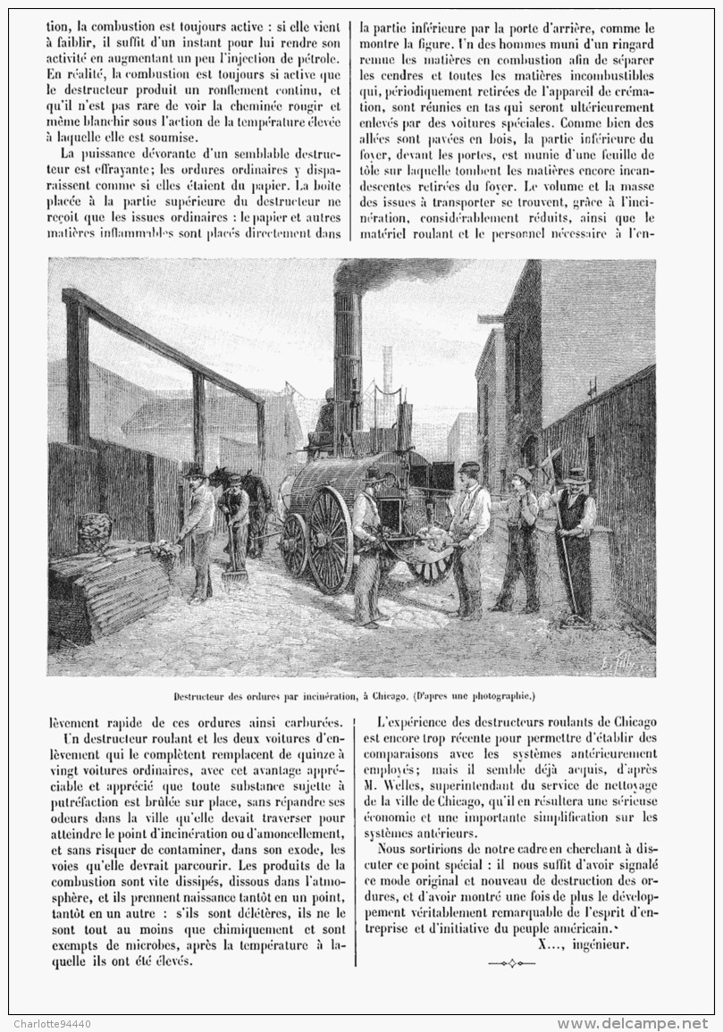 LA DESTRUCTION DES ORDURES    1894 - Autres & Non Classés