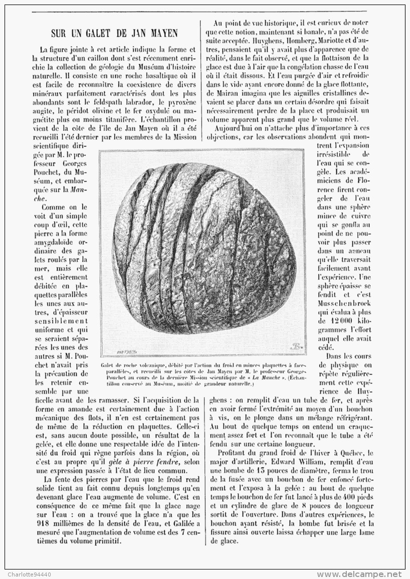 LE GALET De JAN MAYEN   1894 - Minerales