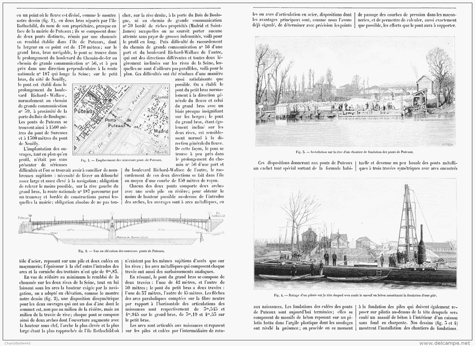 LES NOUVEAUX PONT DU DEPARTEMENT DE LA SEINE "  LES PONTS DE PUTEAUX    " 1894 - Ile-de-France