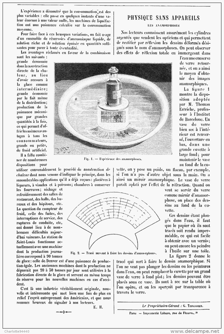 PHYSIQUE SANS APPAREILS   " LES ANAMORPHOSES "  1894 - Otros & Sin Clasificación