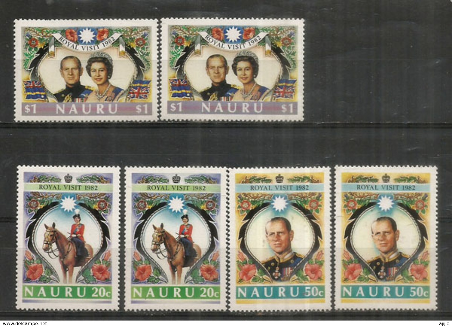 Première Et Seule Visite Royale Queen Elisabeth II à L'île NAURU En 1982.  6 Timbres Neufs ** - Nauru