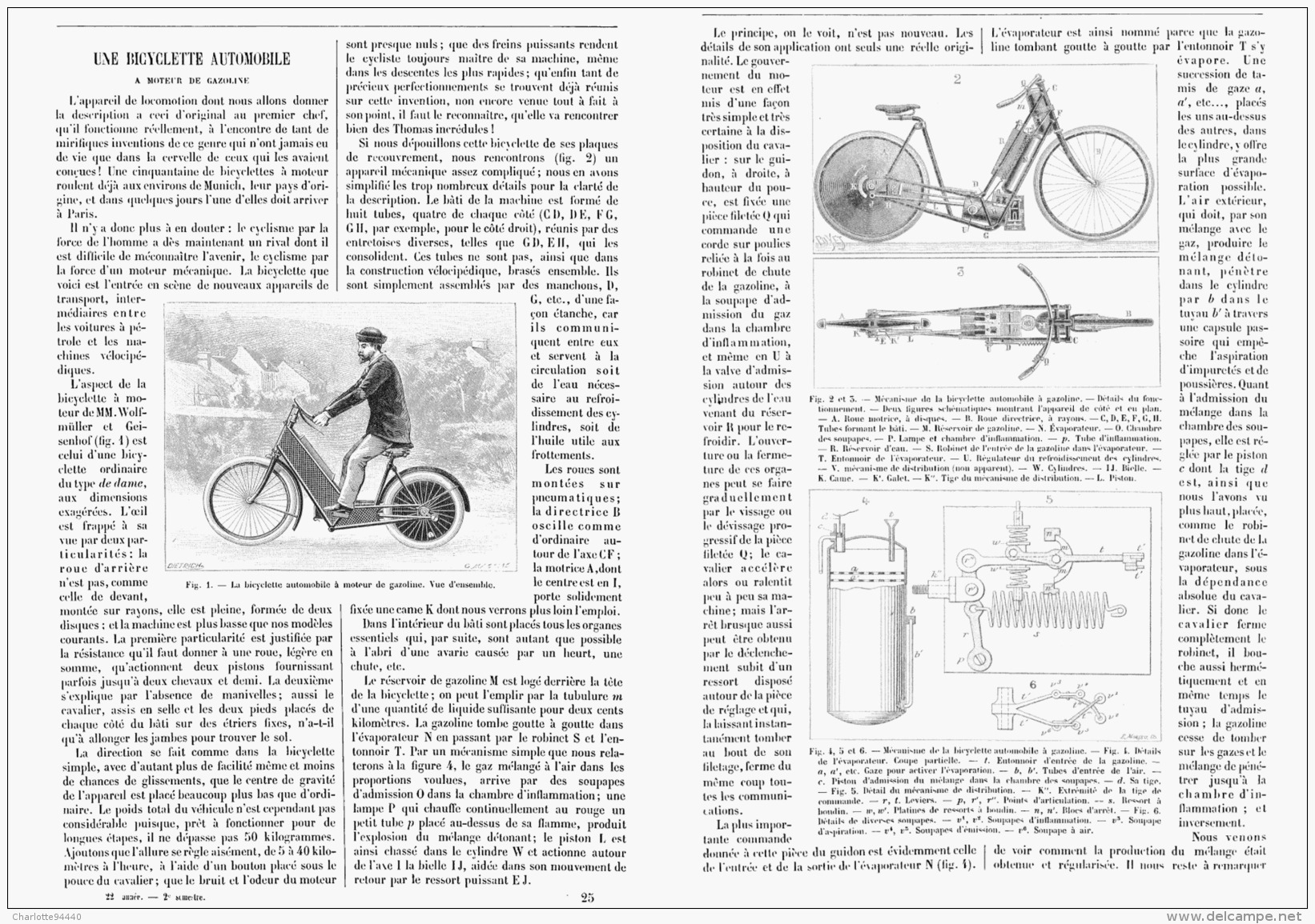 UNE BICYCLETTE  AUTOMOBILE à MOTEUR De GAZOLINE  ( MOTO ) 1894 - Other & Unclassified