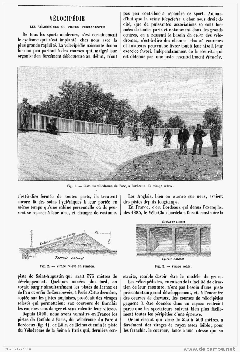 VELOCIPEDIE : LES VELODROMES Ou PISTES PERMANENTES ( Piste Du Velodrome De BORDEAUX )   1894 - Autres & Non Classés