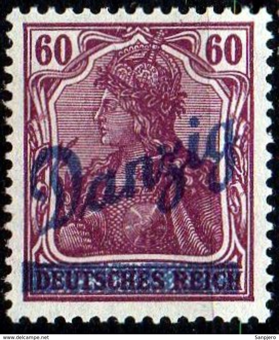 DANZIG 1920. MiNr. 47 BLUE OVERPRINT **MNH, VERY RARE WRONG COLOR PROBE UNPUBLISHED STAMP - Altri & Non Classificati