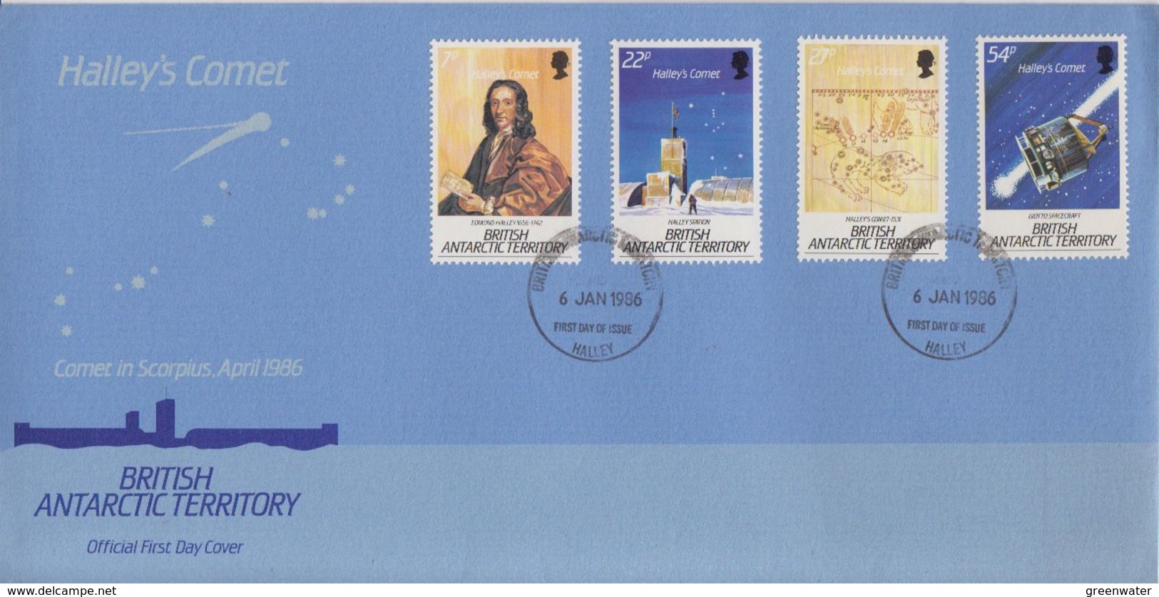 British Antarctic Territory (BAT) 1986 Halley's Comet 4v FDC (F7408) - FDC