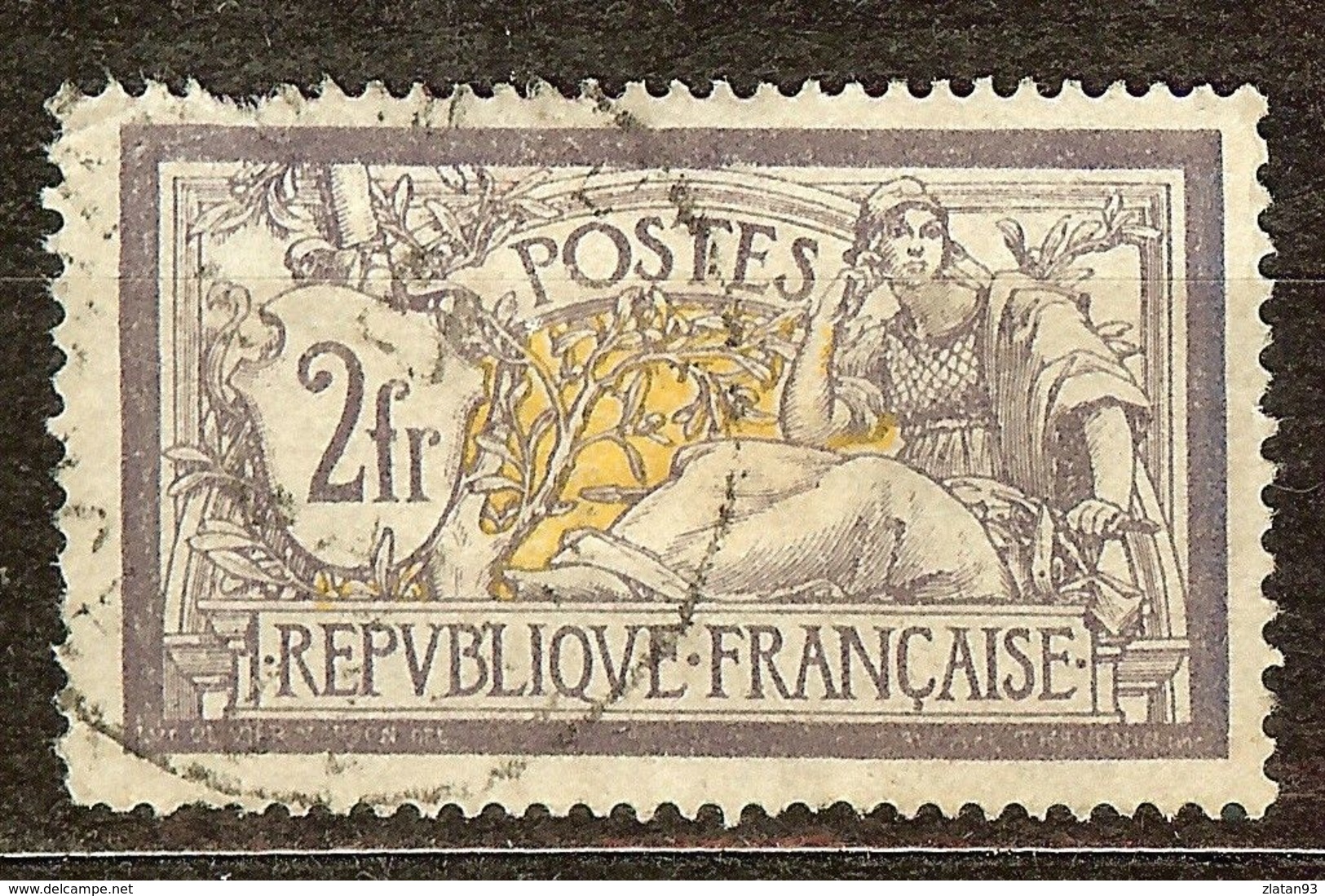 EXTRA MERSON N°122 2F Violet & Jaune Oblitéré Cachet à Date Cote 90€ PAS AMINCI - 1900-27 Merson