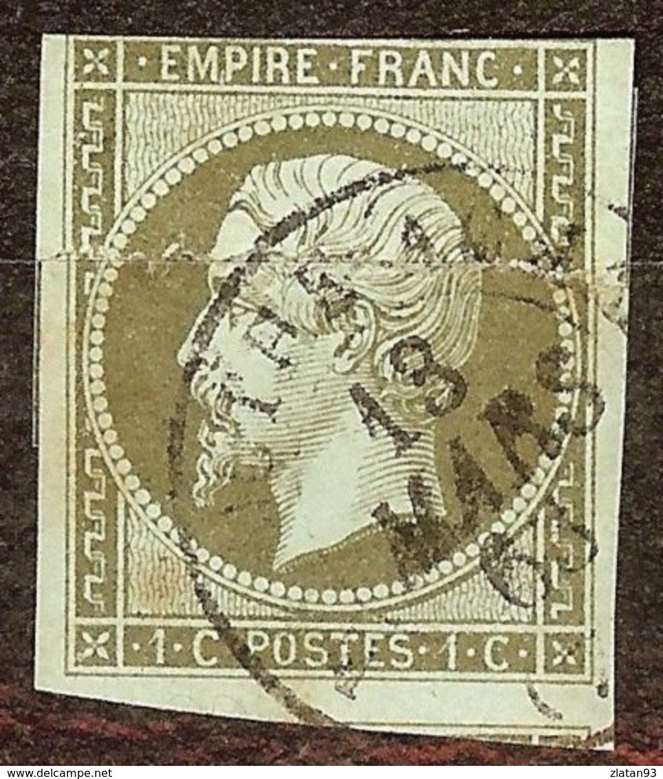 EXTRA NAPOLEON N°11 1c Olive Oblitéré Cachet à Date Cote 100 Euro PAS D'AMINCI - 1853-1860 Napoléon III