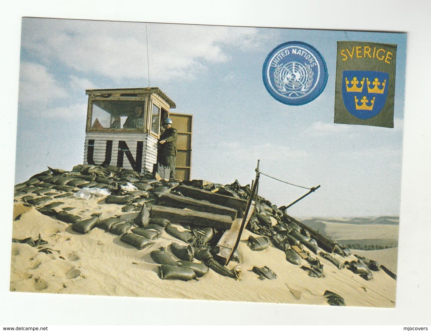SWEDISH Military UN FORCES Postcard Soldiers UN Desert Observation Post 'On The Post For Peace' United Nations Sweden - Manoeuvres
