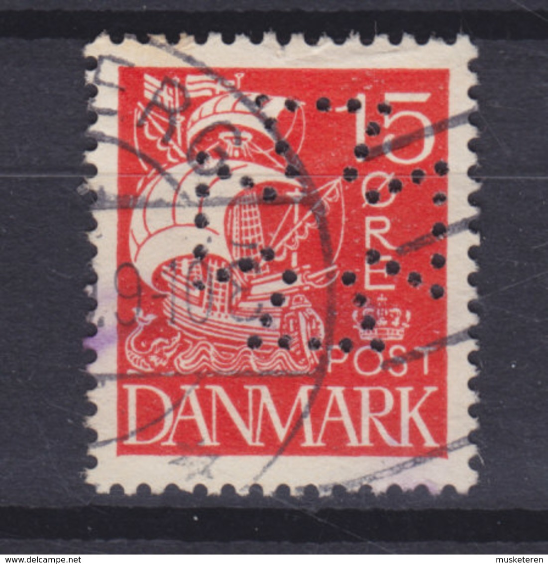 Denmark Perfin Perforé Lochung (Fig13b) 'Maltese Cross' Det Forenede Dampskibselskab (Broker), Esbjerg (2 Scans) - Abarten Und Kuriositäten