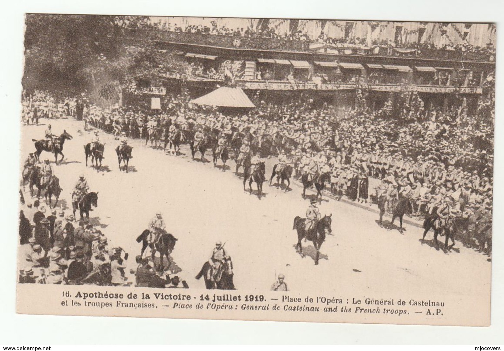 1919 France WWI VICTORY PARADE General De Castelnau And French Troops, Paris Military Forces Horse Postcard - War 1914-18