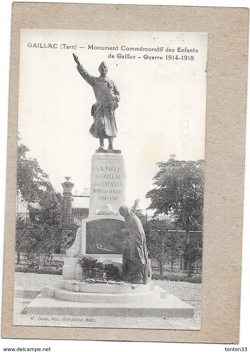 GAILLAC - 81 - Monument Commémoratif Des Enfants Guerre De 1914/1918  - ENCH - - Gaillac