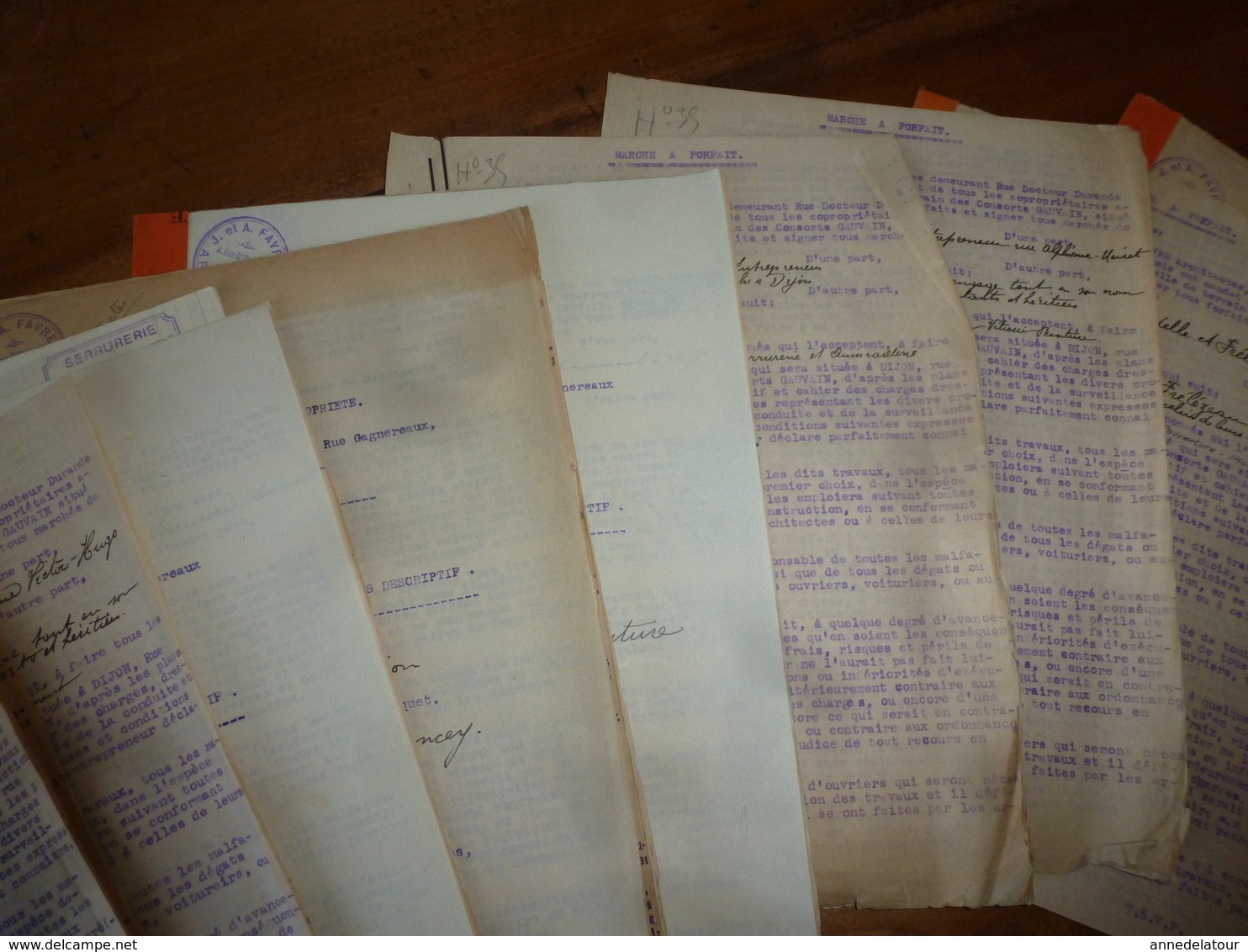 1933 Lot De Documents Contractuels De Divers Corps D'Etats Pour Construction D'une Co-Pro 33 Rue Sambin à Dijon ;etc - Petits Métiers