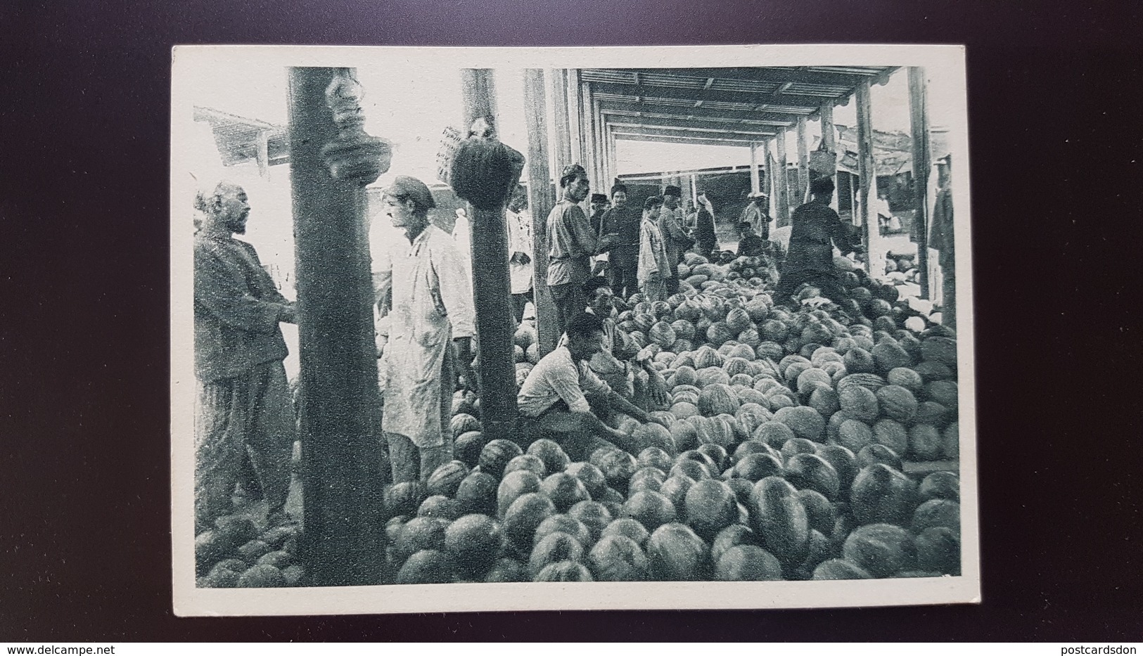 Russian Asia. Ashkhabad (Turkmenistan) Watermelon Bazaar (market)  - OLD PC  1930s - Animated - Turkménistan