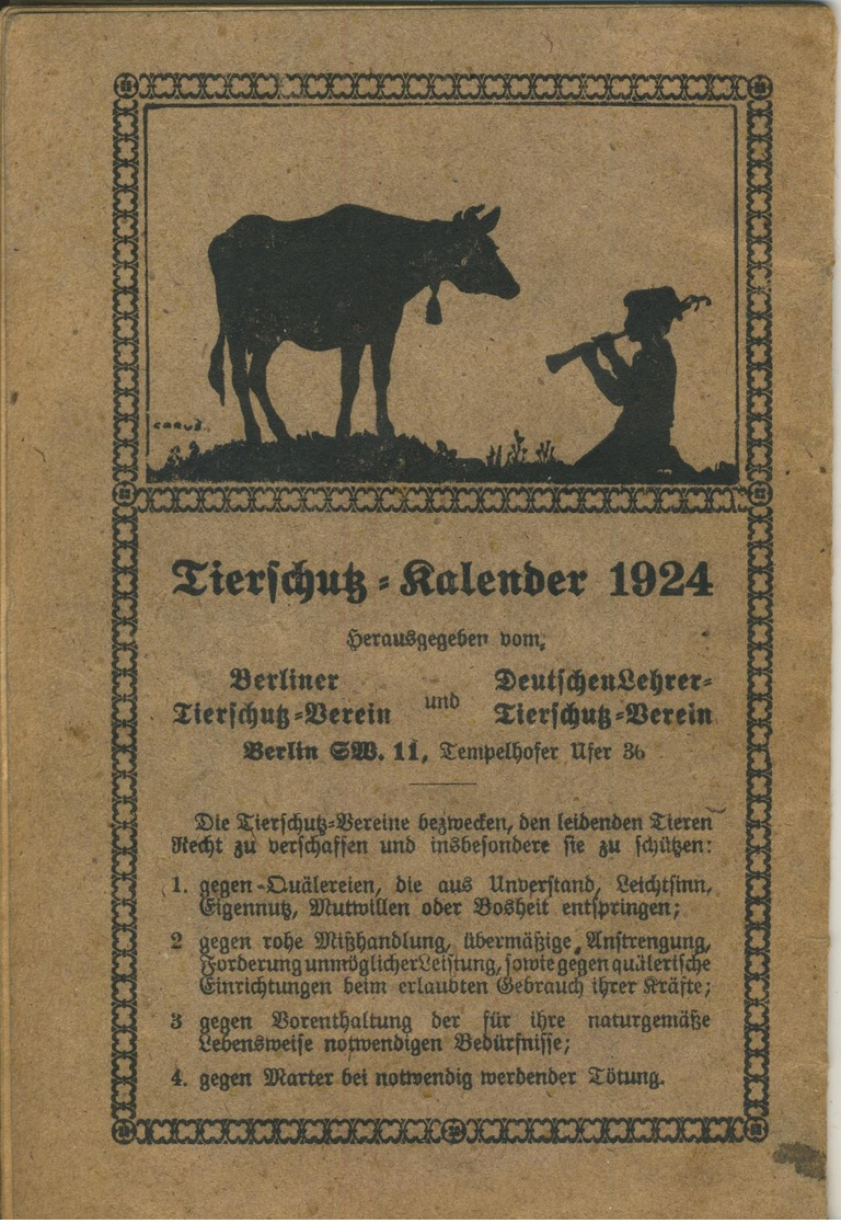 Darmstadt V. 1924  Tierschutz-Kalender  (53981-054) - Darmstadt