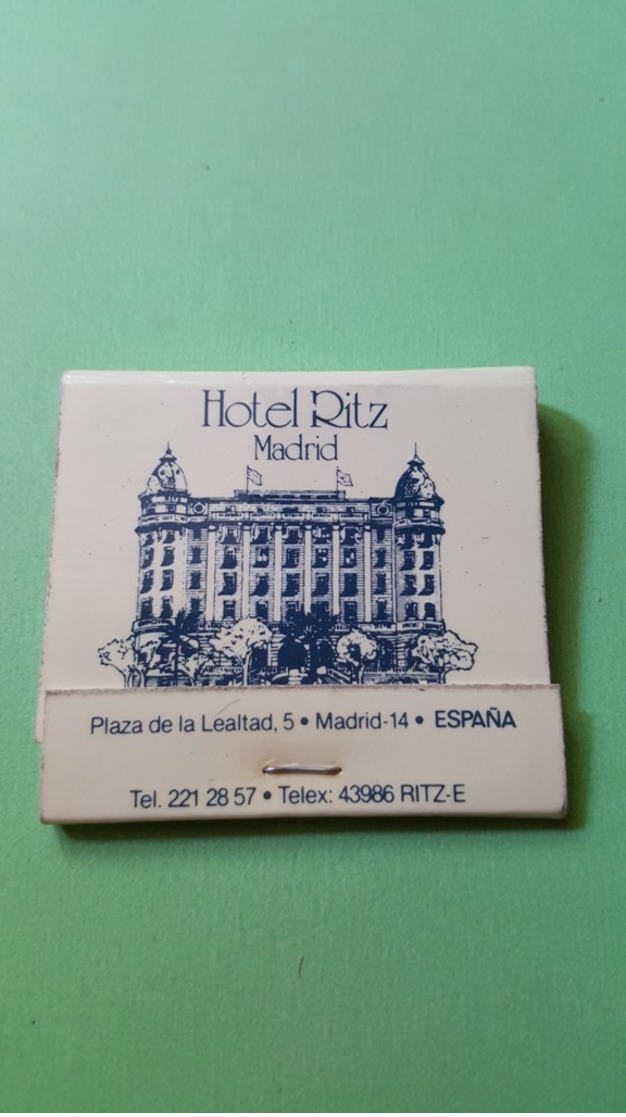 Allumette - HOTEL - ESPAGNE - Madrid - Hôtel RITZ Madrid .... - Boites D'allumettes