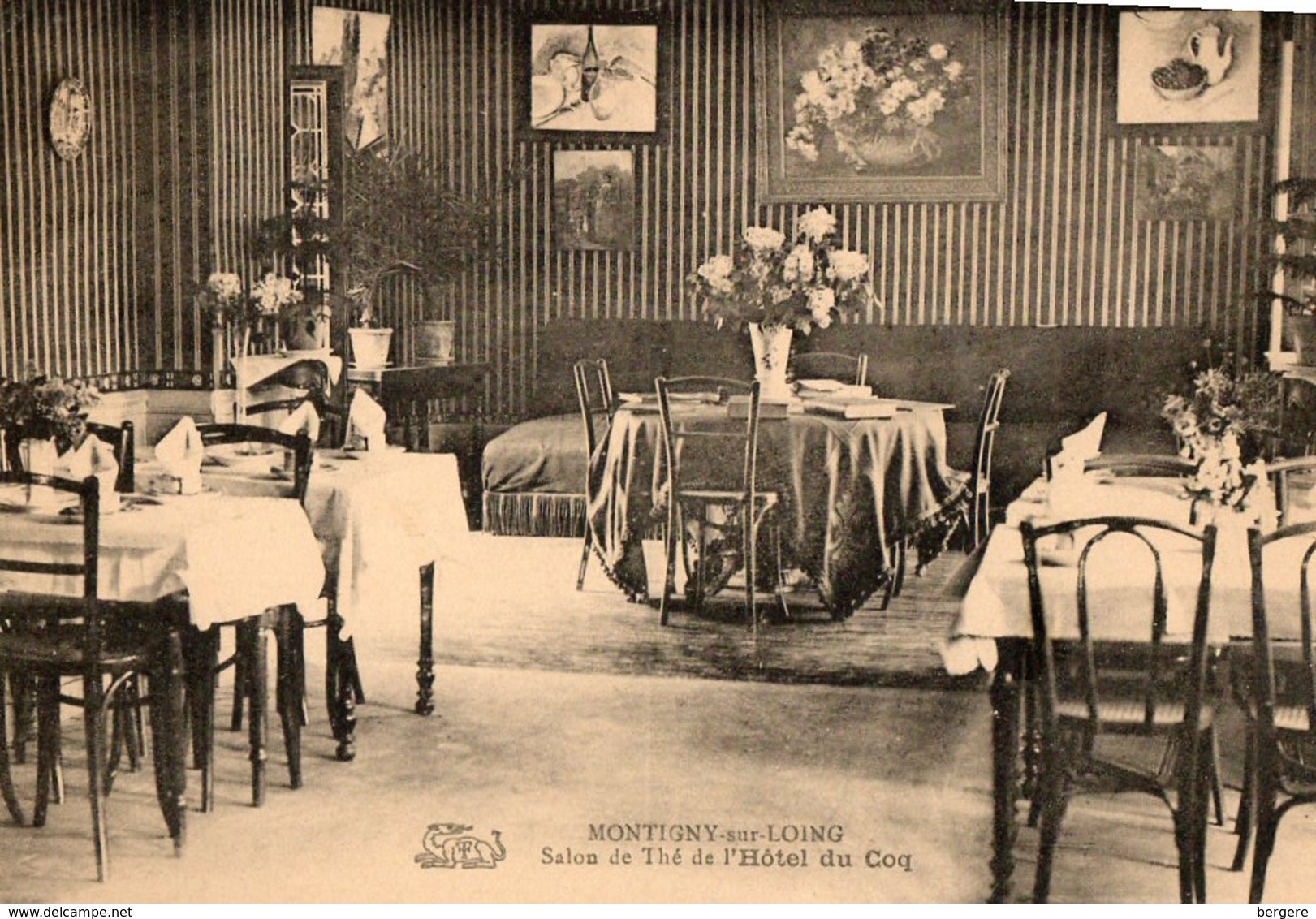 77. CPA. MONTIGNY SUR LOING. Salon De Thé De L'hotel Du Coq. - Autres & Non Classés