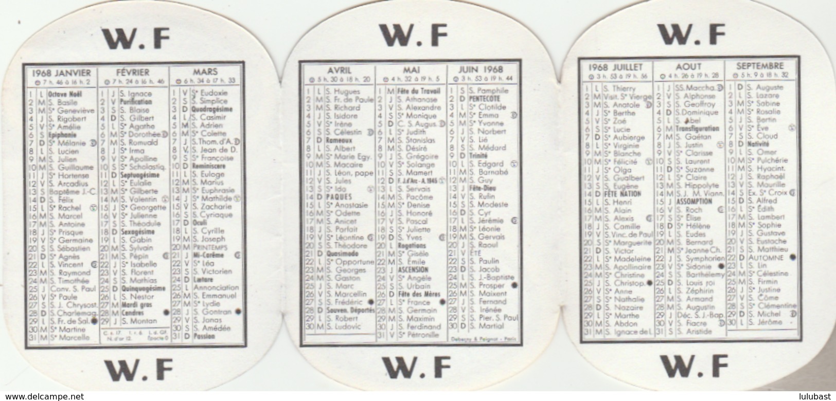 Petit Calendrier Publicitaire (triptyque) Du Fil WF "Cablé Louis D'Or" WALLAERT Frères - Lille.  TTB - Small : 1961-70