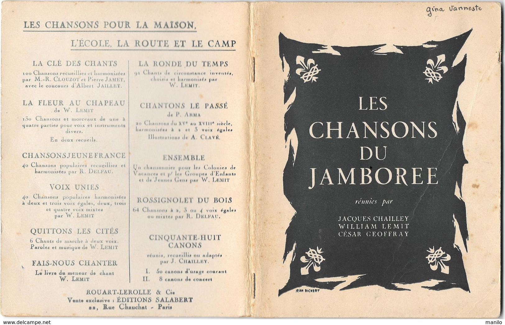 Scoutisme - CHANSONS DU JAMBOREE - Copyright 1947 -   50 Pages Par CHAILLEY,LEMIT,GEOFFRAY   Illustr.JEAN BICKERT - - Scoutisme