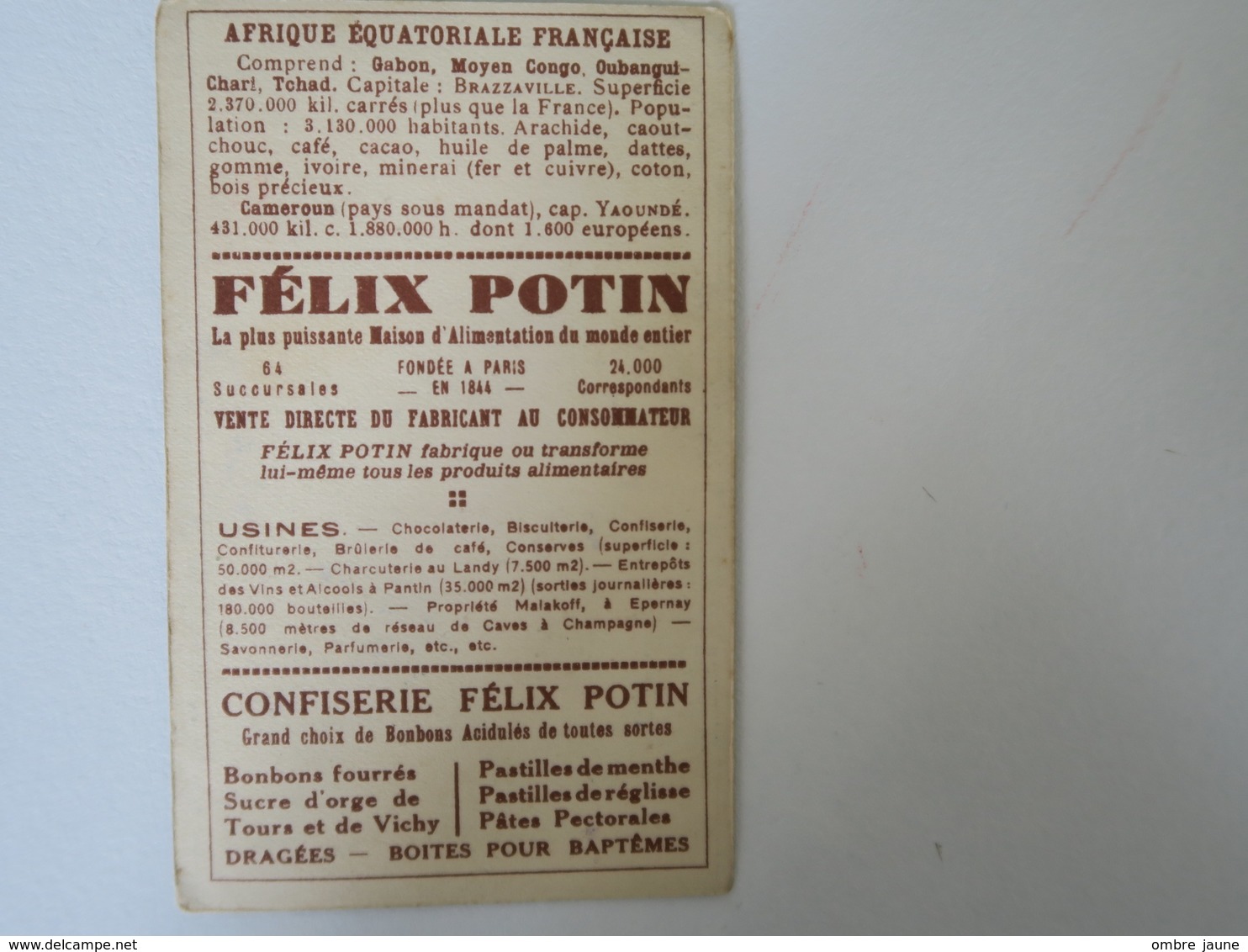 CH - Chromo- FELIX POTIN  - Colonies Françaises - AFRIQUE EQUATORIALE - Félix Potin