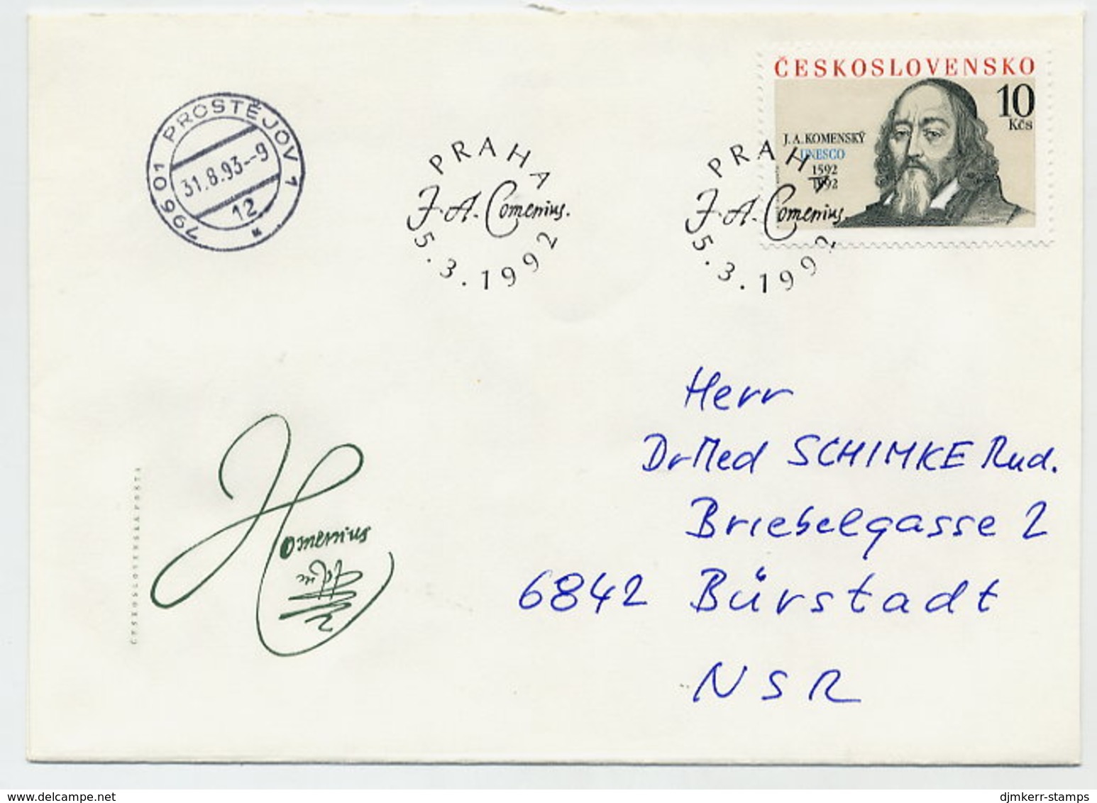 CZECHOSLOVAKIA 1992 Komensky 400th Anniversary On FDC.  Michel 3110 - FDC