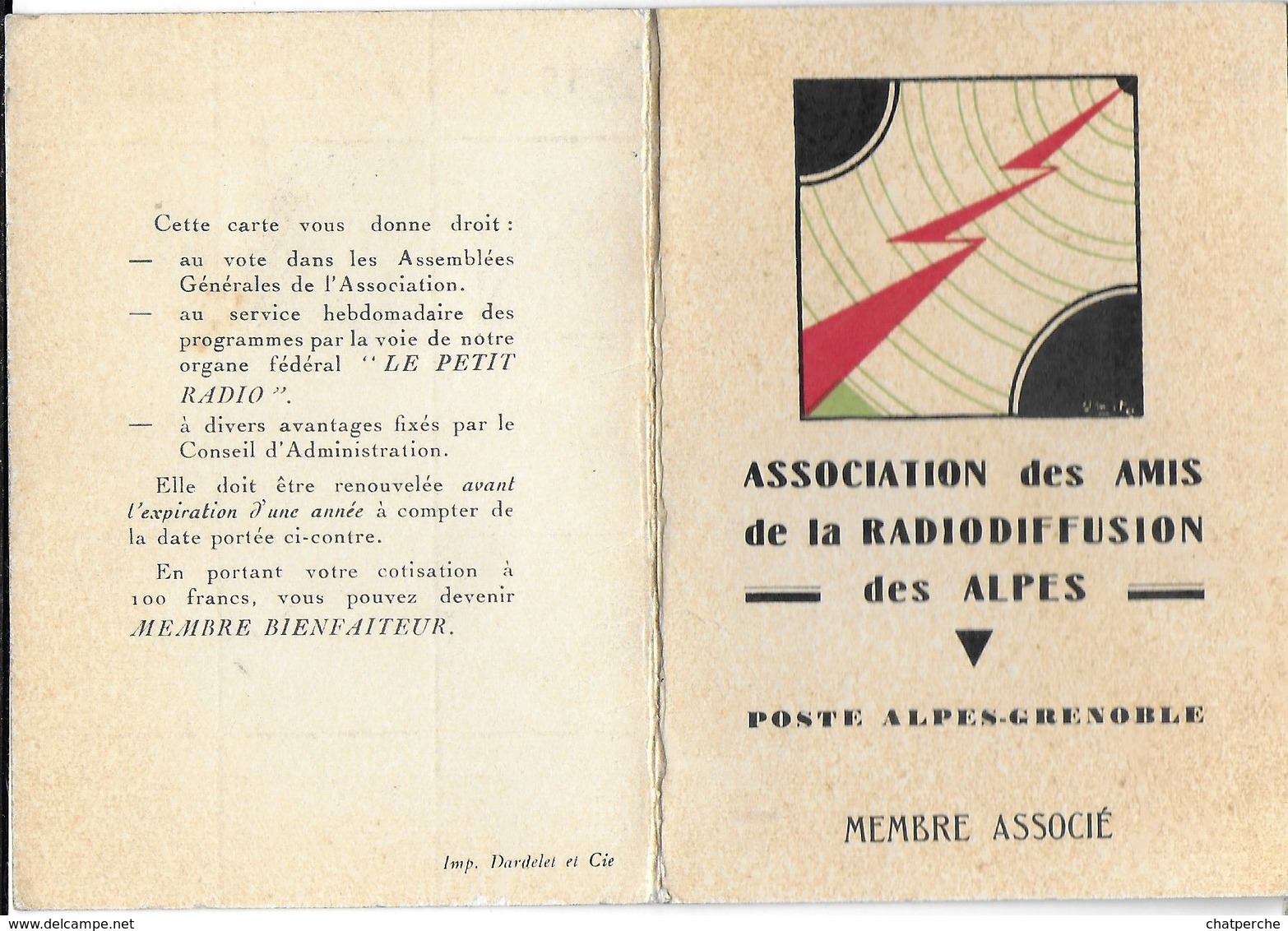 CARTE  ASSOCIATION DES AMIS DE LA RADIODIFFUSION DES ALPES POSTE ALPES GRENOBLE DATEE 01/02/1934 RADIO TRANSMISSIONS - Autres & Non Classés