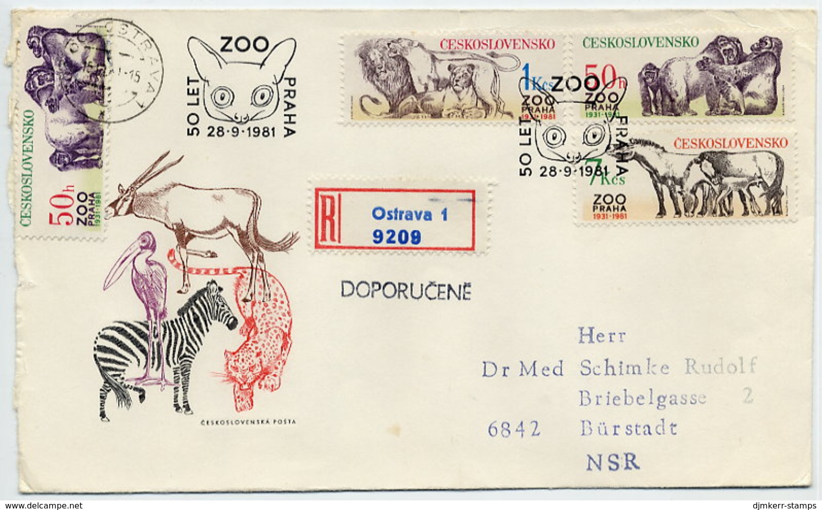 CZECHOSLOVAKIA 1981 Prague Zoo On Registered FDC.  Michel 2635-37 - FDC