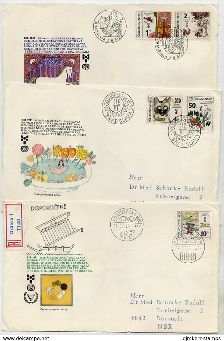 CZECHOSLOVAKIA 1981 Children's Book Illustration Bienniale On Three FDCs.  Michel 2630- - FDC