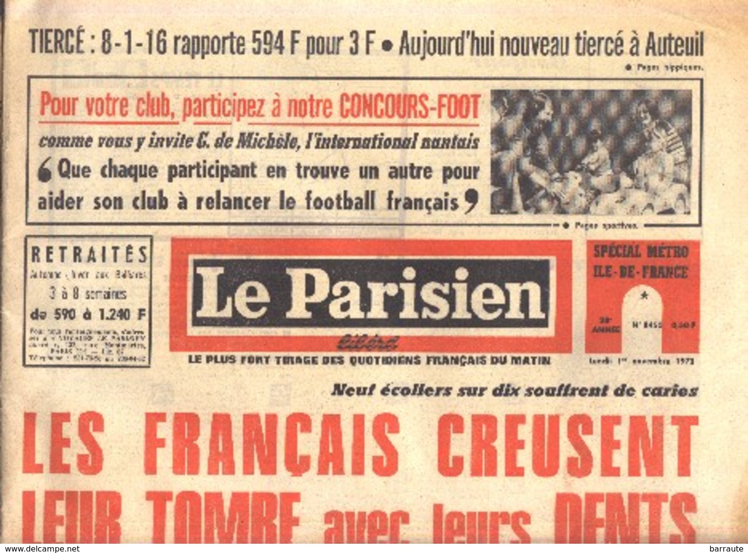LE PARISIEN N° 8450 Du 1/11/1971 Avec Oneshot POPEYE . - Politique