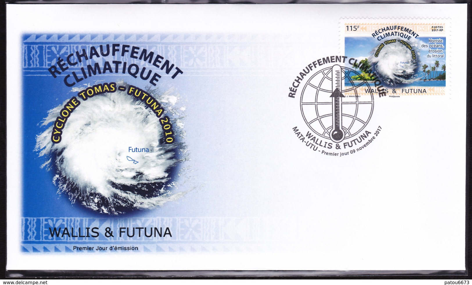 Wallis Et Futuna 2017 Réchauffement Climatique Climate Global Warming Hurricane Tomas Futuna 2010 FDC Luxe - Briefe U. Dokumente