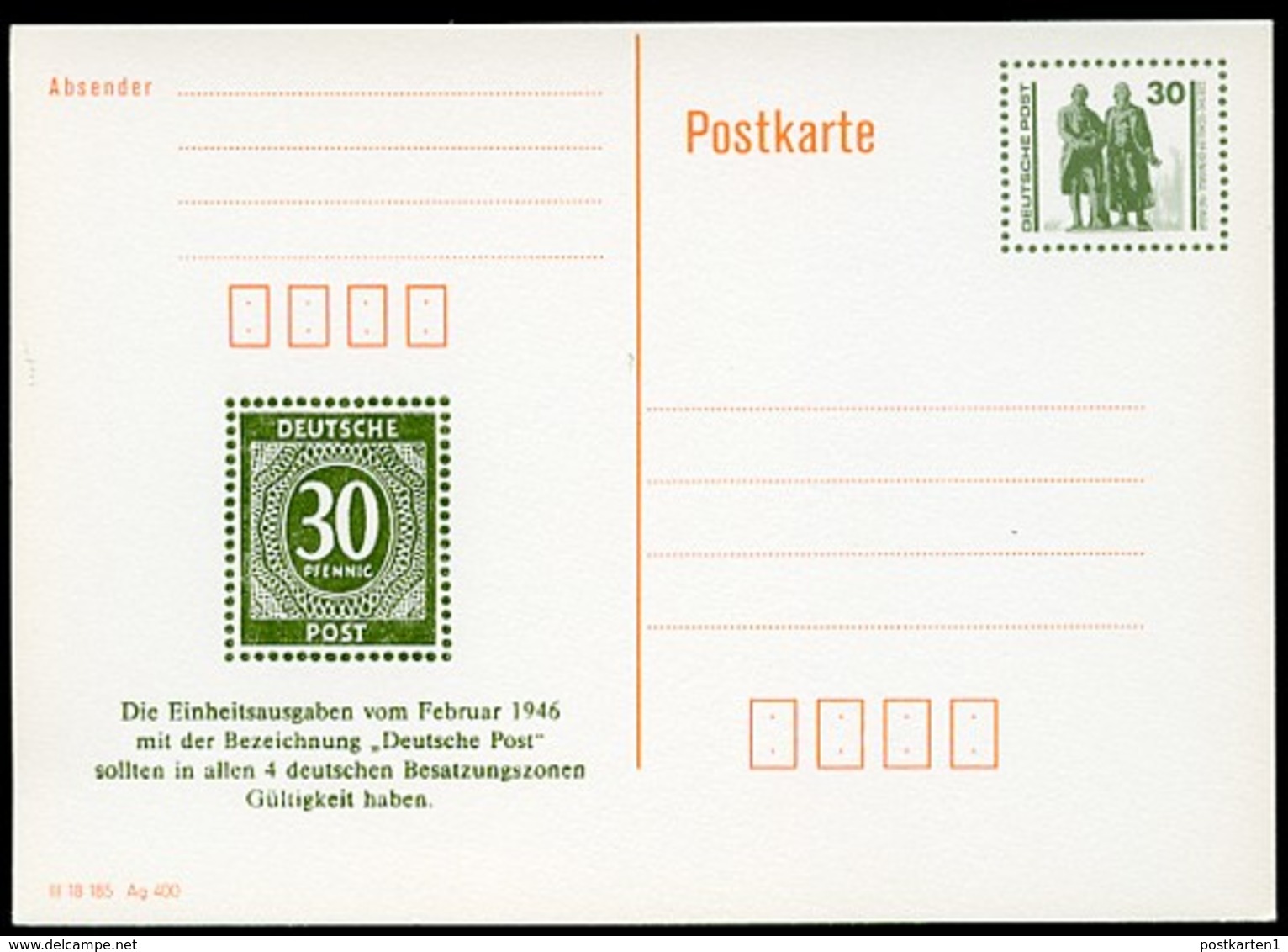 DDR P107II-1-90 C4 Postkarte Privater Zudruck EINHEITSAUSGABE 1990 Kat.10,00 € - Privatpostkarten - Ungebraucht