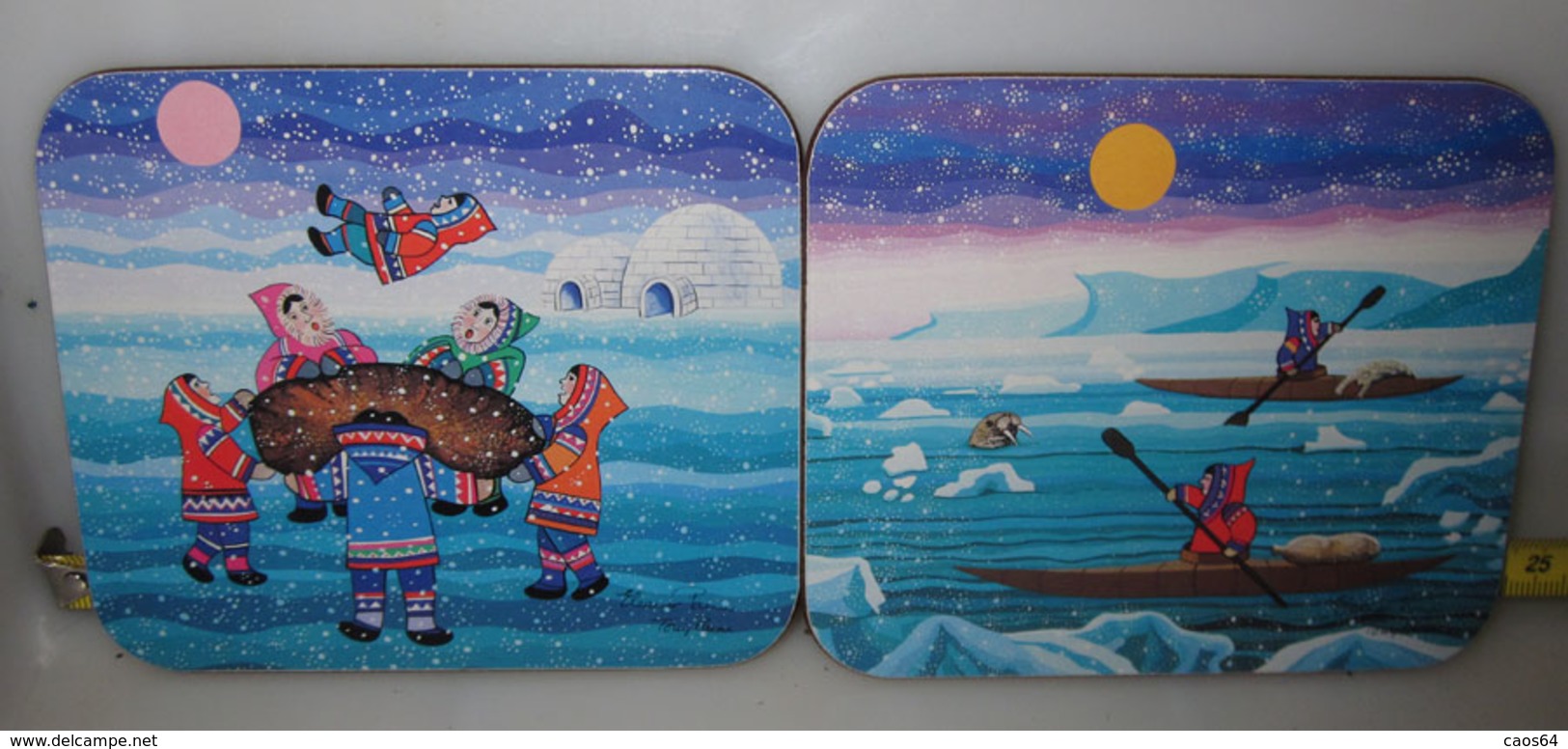 JASON ESKIMO FAMILY BY ELEANOR & TONY PAINE 6 COASTERS SOTTOBICCHIERI NEW - Sotto-boccale