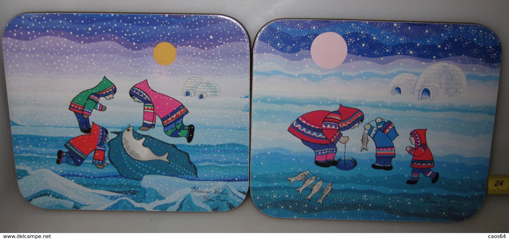 JASON ESKIMO FAMILY BY ELEANOR & TONY PAINE 6 COASTERS SOTTOBICCHIERI NEW - Portavasos