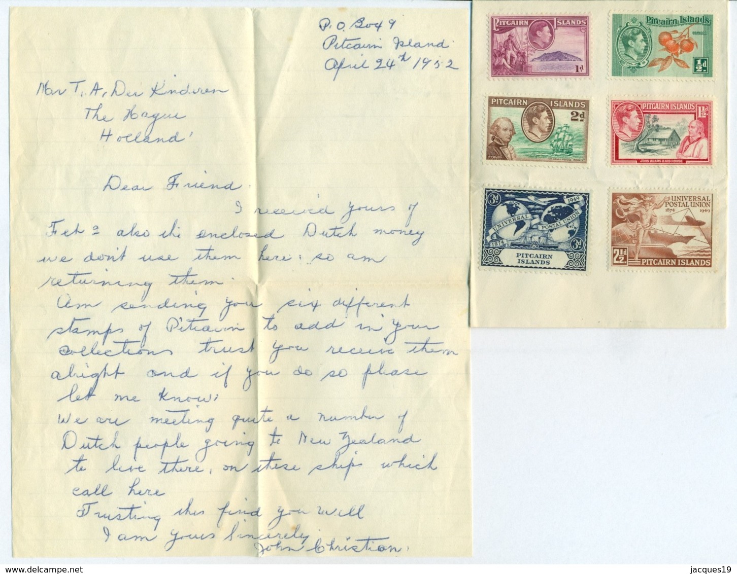 Pirtcairn Islands 1952 Cover With Scott 2 And 4 Inside Cover With Scott # 1-4 And 13-14 Unused - Pitcairninsel