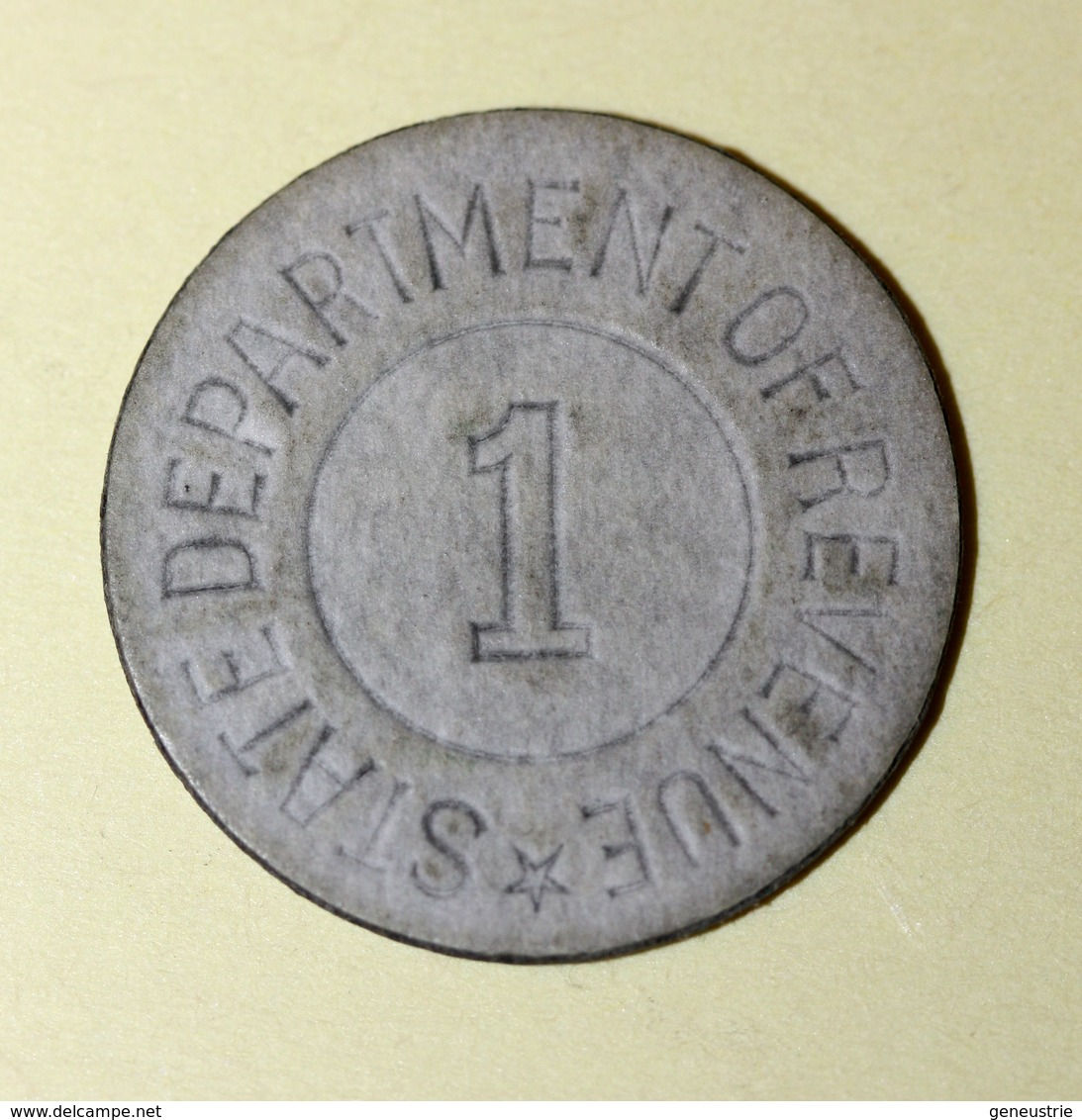 Jeton De Nécessité Etats-Unis Années 20 "1 (cent) Alabama Sales Tax Token / State Department Of Revenue" Emergency Token - Monétaires/De Nécessité