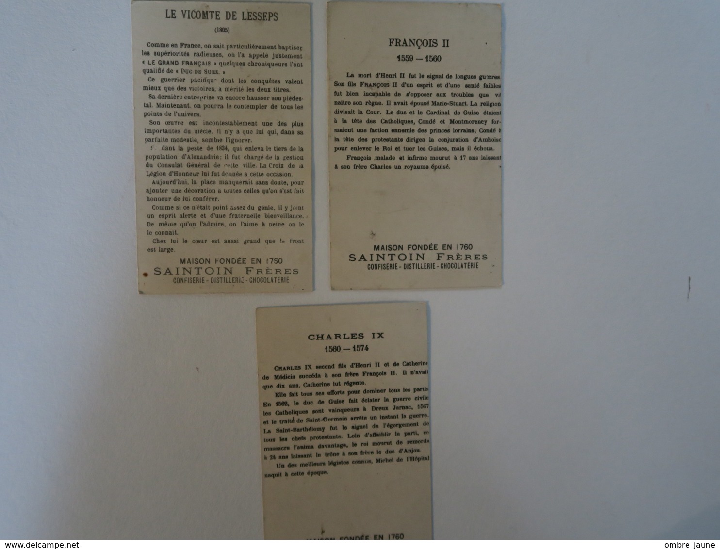 CH - Chromo  -  Lot De 5 - SAINTOIN FRERES à Orléans - DE LESSEPS - FRANCOIS II - THIERS - CHARLES IX - BUGEAUD - Andere & Zonder Classificatie