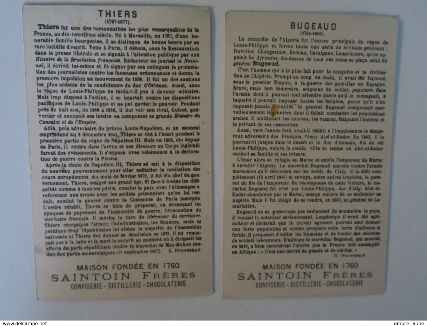 CH - Chromo  -  Lot De 5 - SAINTOIN FRERES à Orléans - DE LESSEPS - FRANCOIS II - THIERS - CHARLES IX - BUGEAUD - Andere & Zonder Classificatie