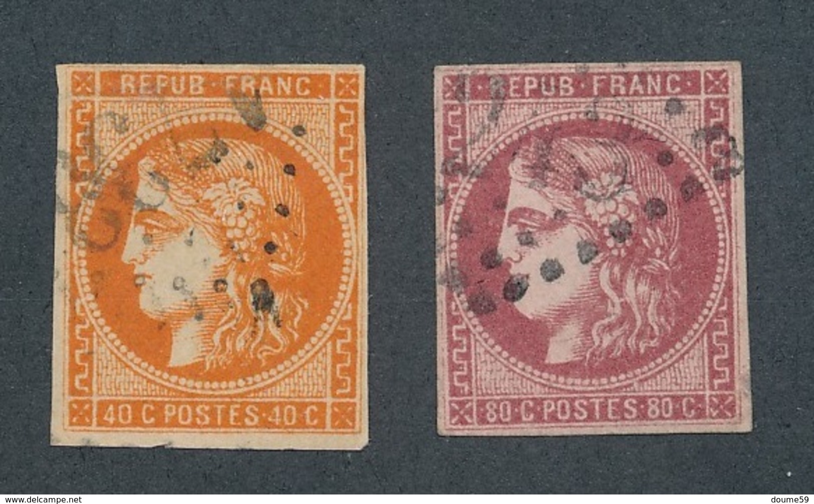 M-952: FRANCE : Lot "BORDEAUX" Avec N°48-49 Ob (courts Mais Filets Intacts) - 1870 Bordeaux Printing